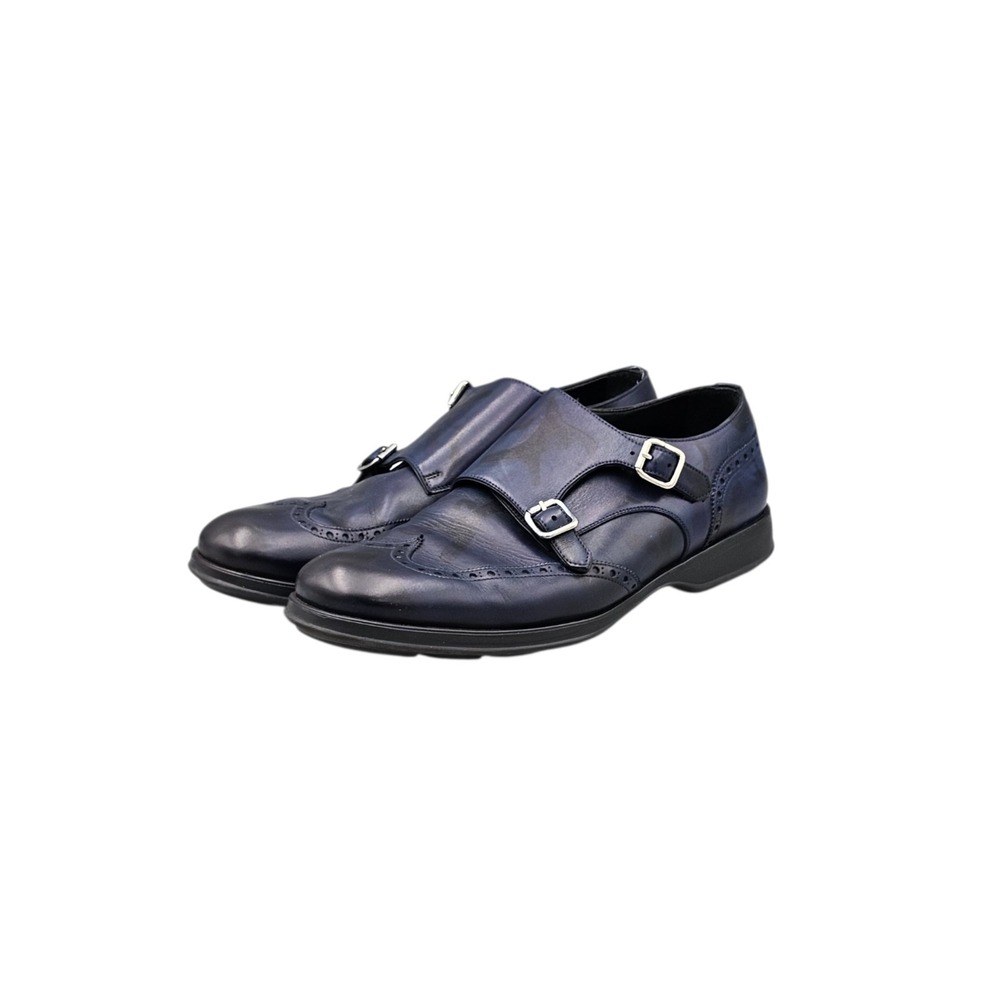 Fratelli Borgioli Men's Size 44 / 10 VGC Black And Blue Leather Monk Strap Shoes - Picture 3 of 8